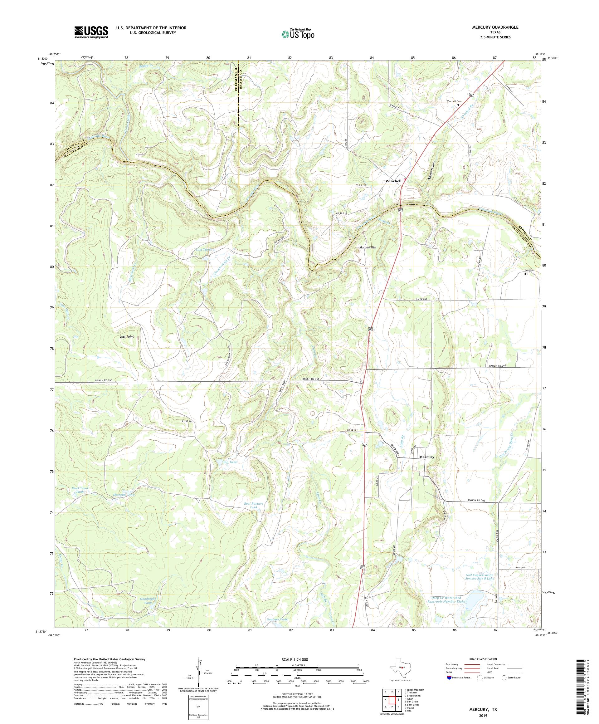 Mercury Texas US Topo Map – MyTopo Map Store