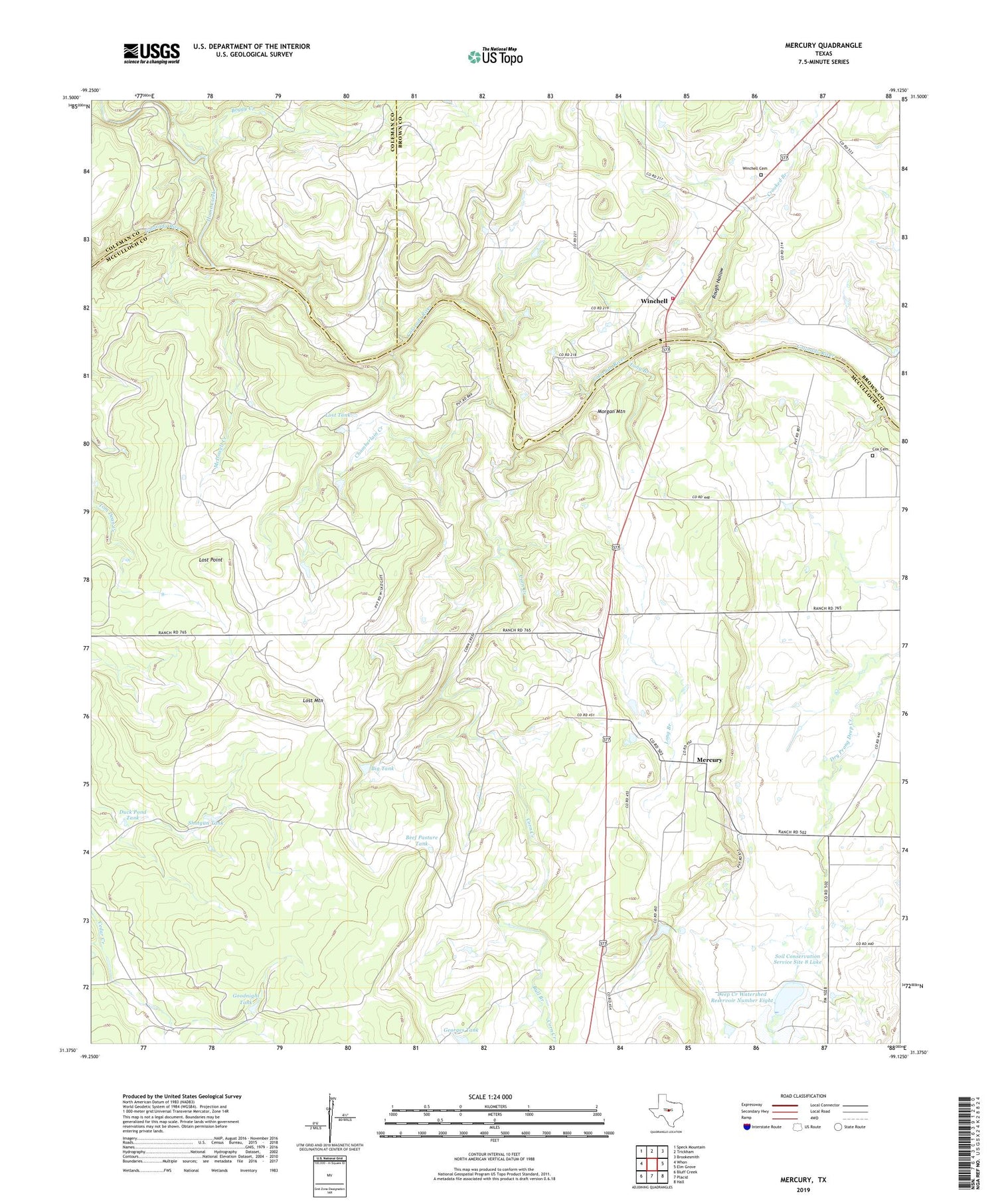 Mercury Texas US Topo Map Image