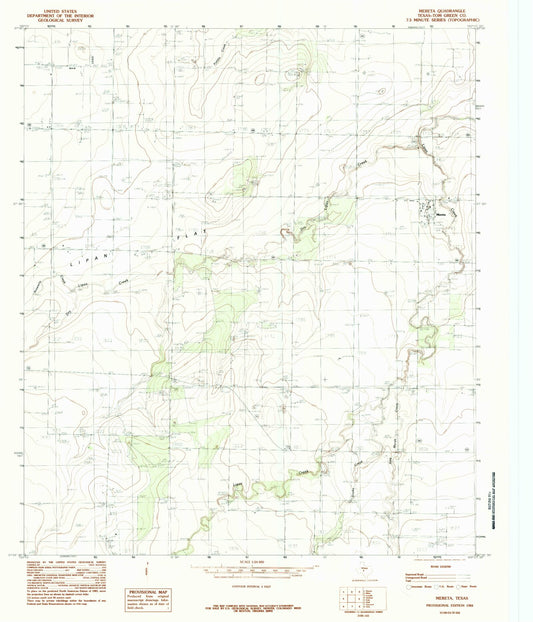 Classic USGS Mereta Texas 7.5'x7.5' Topo Map Image
