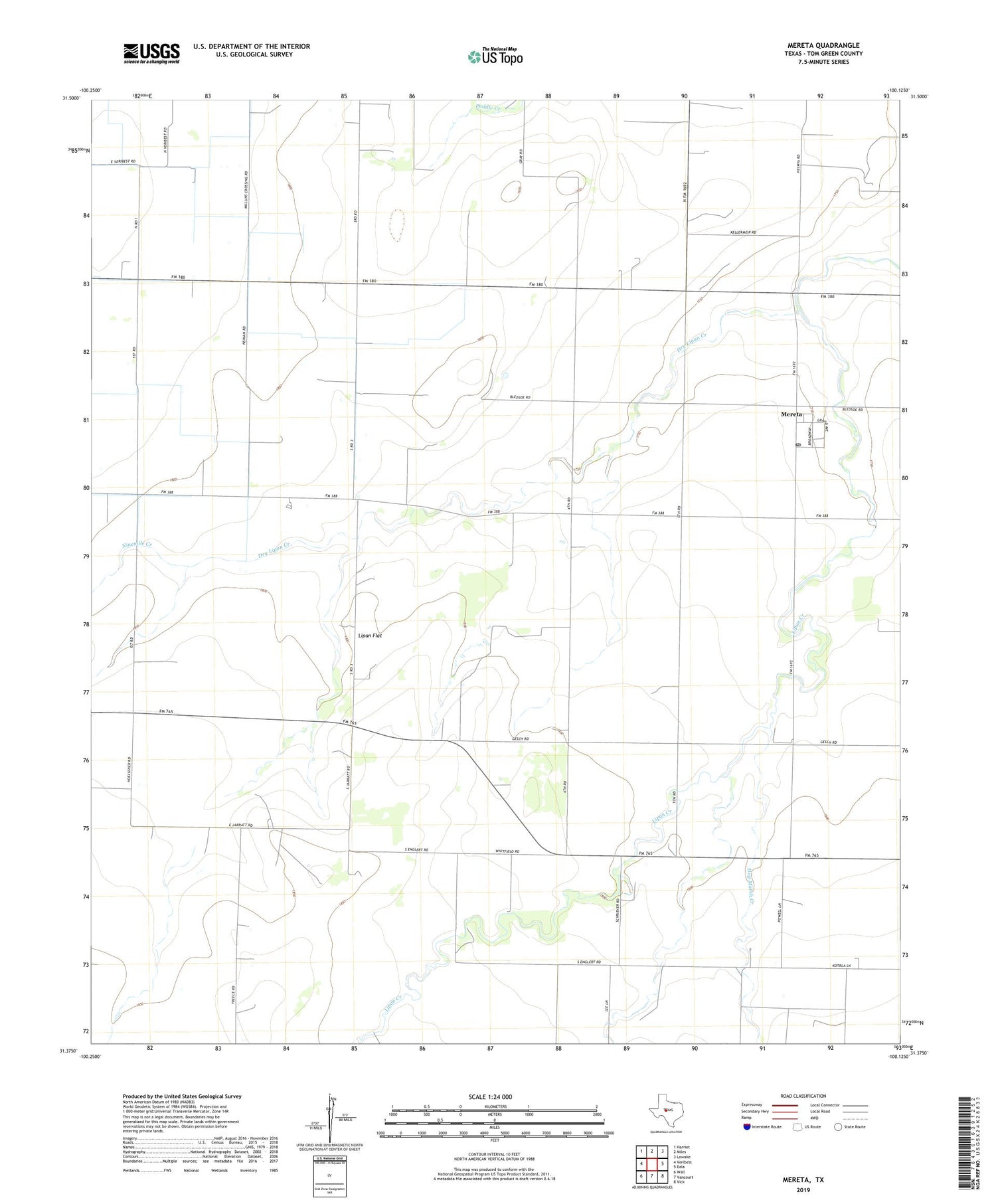 Mereta Texas US Topo Map Image