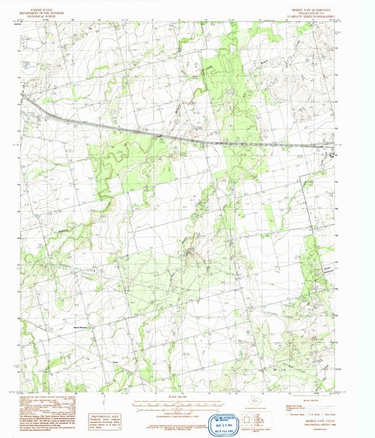Classic USGS Merkel East Texas 7.5'x7.5' Topo Map Image