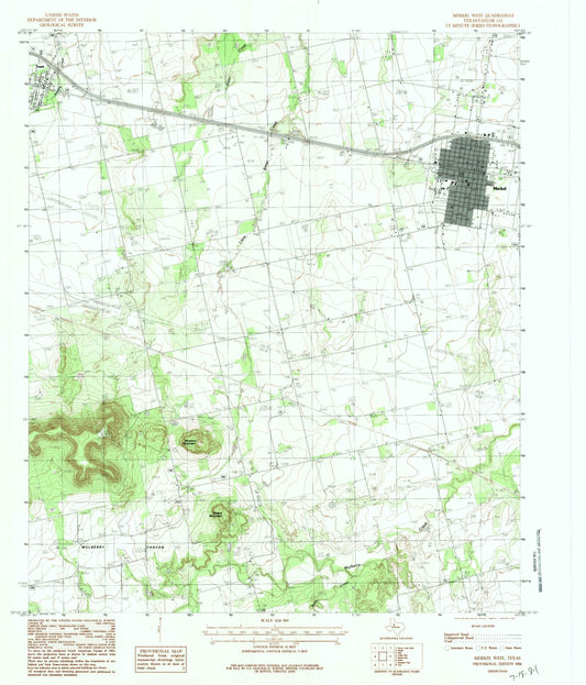 Classic USGS Merkel West Texas 7.5'x7.5' Topo Map Image