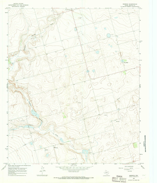Classic USGS Merrick Texas 7.5'x7.5' Topo Map Image