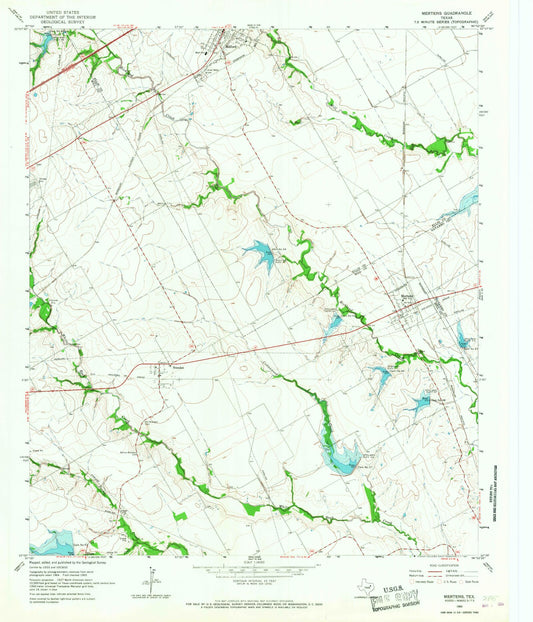 Classic USGS Mertens Texas 7.5'x7.5' Topo Map Image