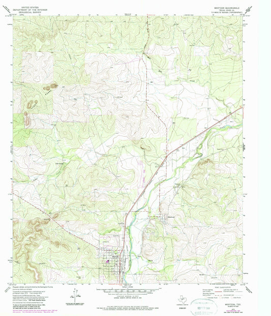 Classic USGS Mertzon Texas 7.5'x7.5' Topo Map Image