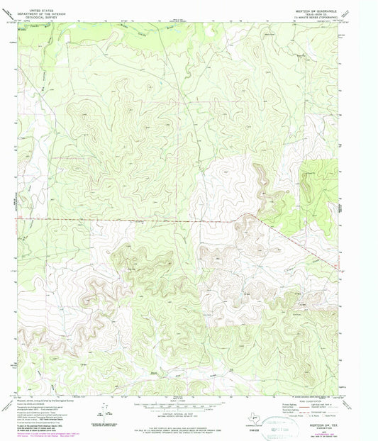 Classic USGS Mertzon SW Texas 7.5'x7.5' Topo Map Image