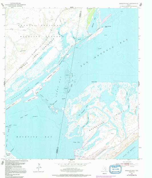 Classic USGS Mesquite Bay Texas 7.5'x7.5' Topo Map Image
