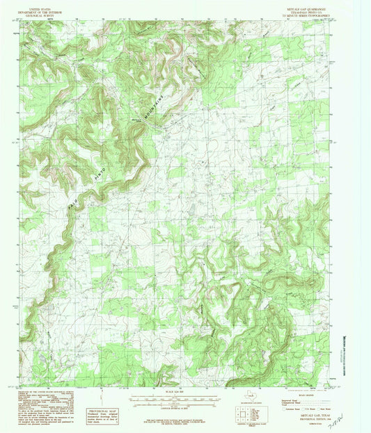 Classic USGS Metcalf Gap Texas 7.5'x7.5' Topo Map Image
