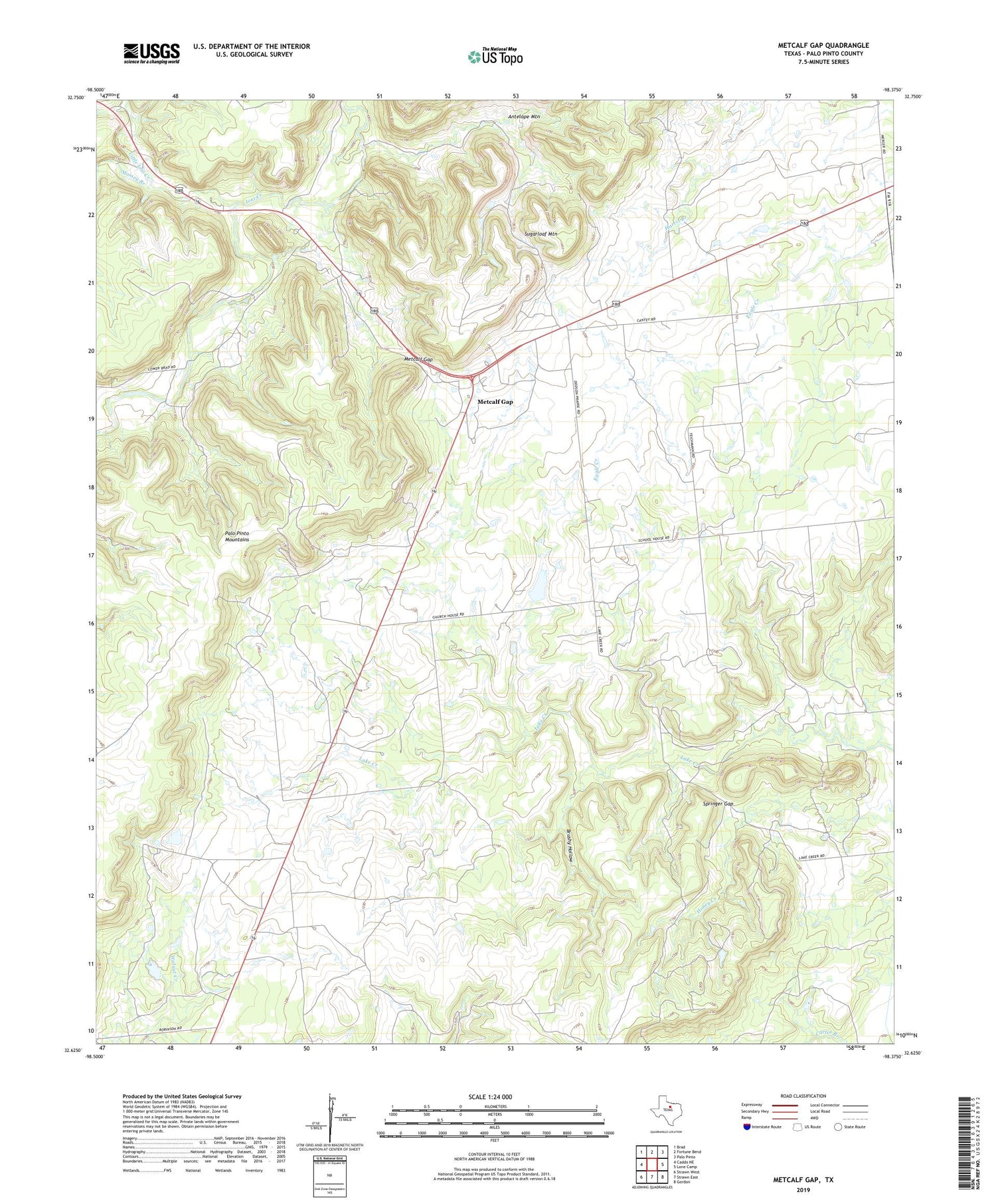 Metcalf Gap Texas US Topo Map Image