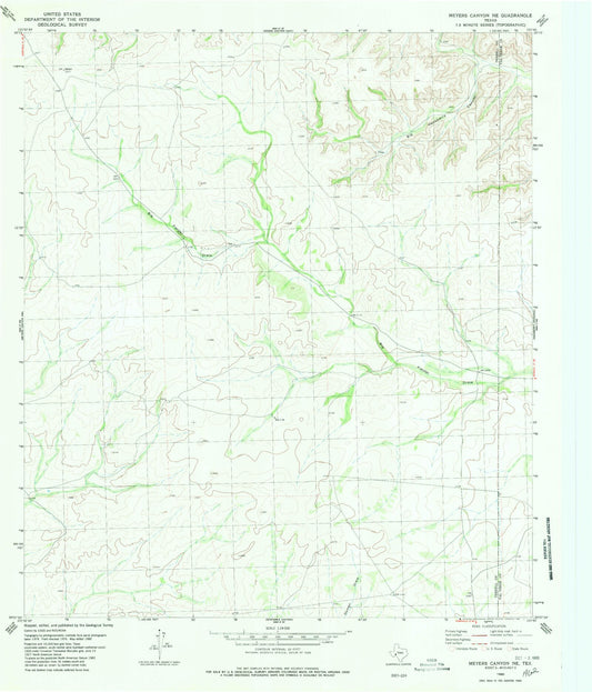 Classic USGS Meyers Canyon NE Texas 7.5'x7.5' Topo Map Image
