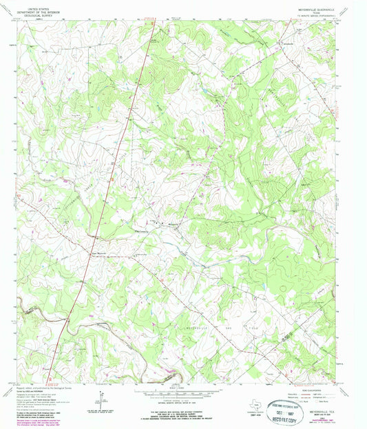 Classic USGS Meyersville Texas 7.5'x7.5' Topo Map Image