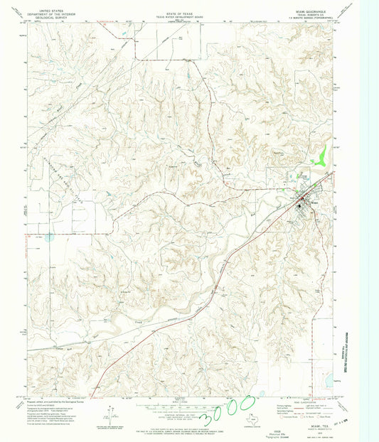 Classic USGS Miami Texas 7.5'x7.5' Topo Map Image