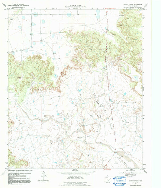 Classic USGS Middle Creek Texas 7.5'x7.5' Topo Map Image