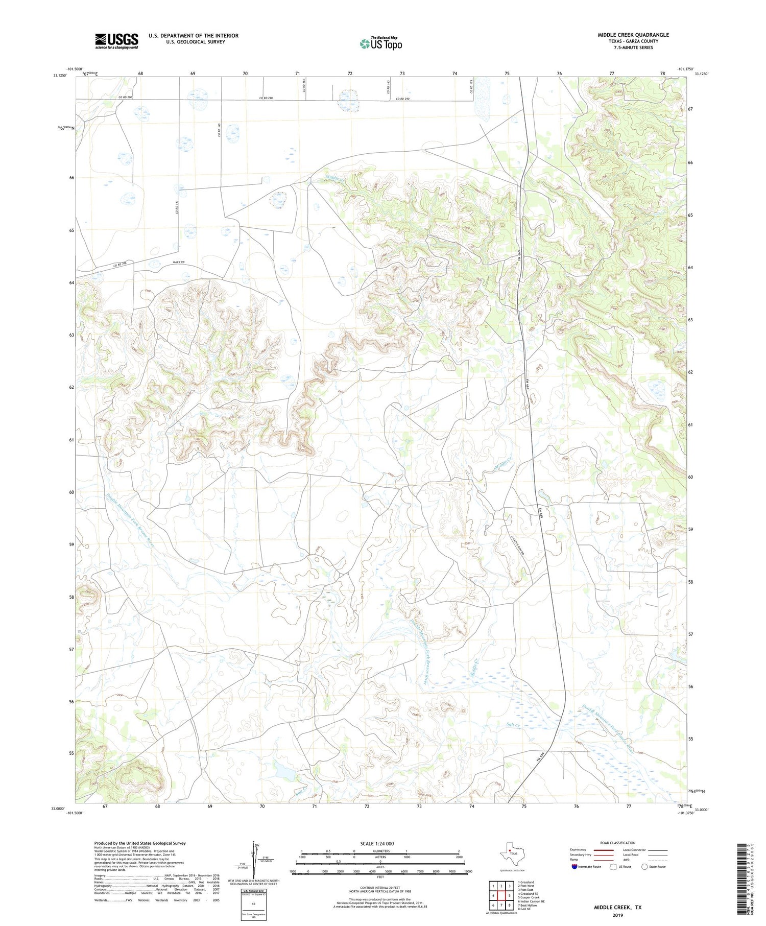 Middle Creek Texas US Topo Map Image