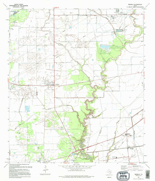 Classic USGS Midfield Texas 7.5'x7.5' Topo Map Image