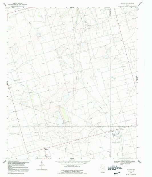 Classic USGS Midkiff Texas 7.5'x7.5' Topo Map Image