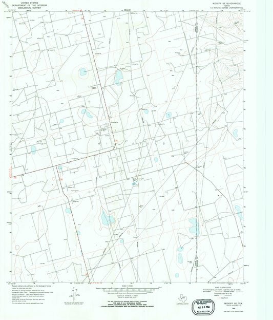 Classic USGS Midkiff SE Texas 7.5'x7.5' Topo Map Image