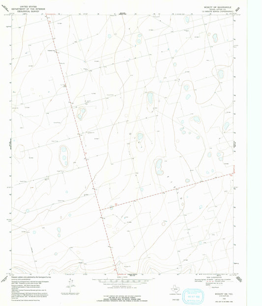 Classic USGS Midkiff SW Texas 7.5'x7.5' Topo Map Image