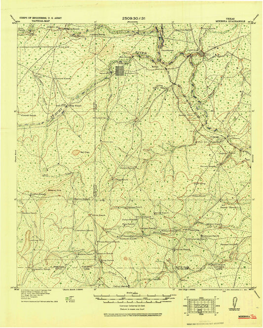 Historic 1920 Mikeska Texas 30'x30' Topo Map Image