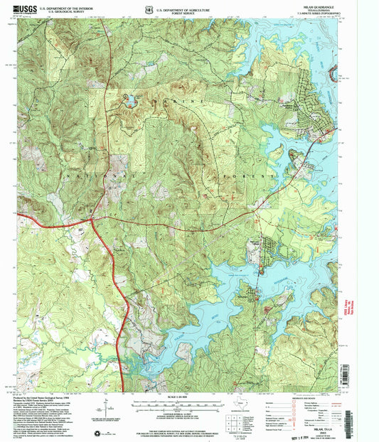 Classic USGS Milam Texas 7.5'x7.5' Topo Map Image