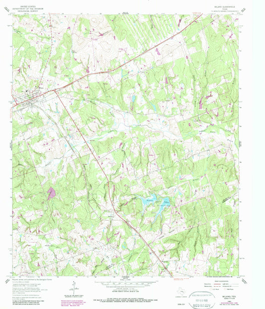 Classic USGS Milano Texas 7.5'x7.5' Topo Map Image