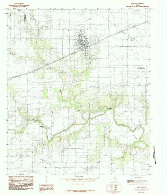 Classic USGS Miles Texas 7.5'x7.5' Topo Map Image