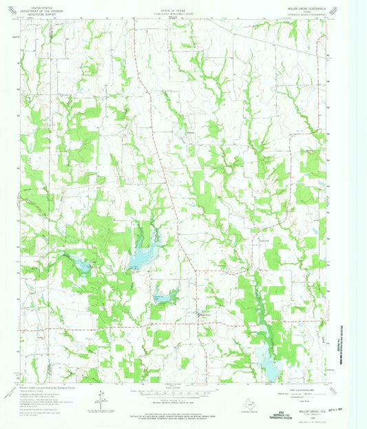 Classic USGS Miller Grove Texas 7.5'x7.5' Topo Map Image