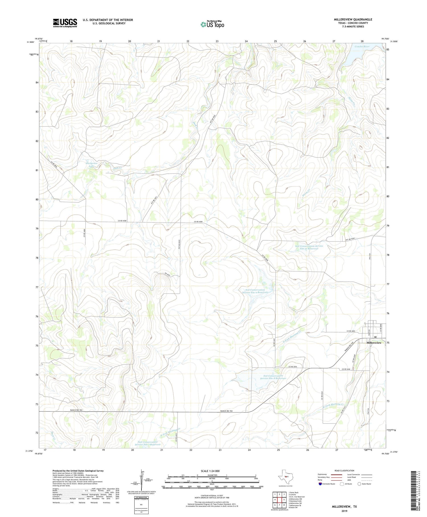 Millersview Texas US Topo Map Image