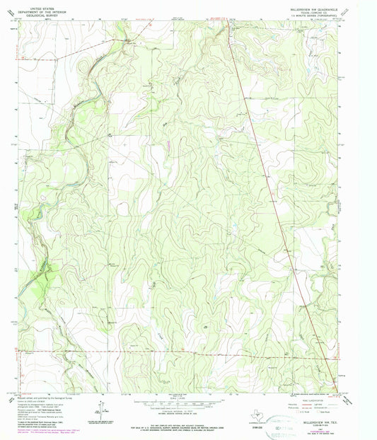 Classic USGS Millersview NW Texas 7.5'x7.5' Topo Map Image