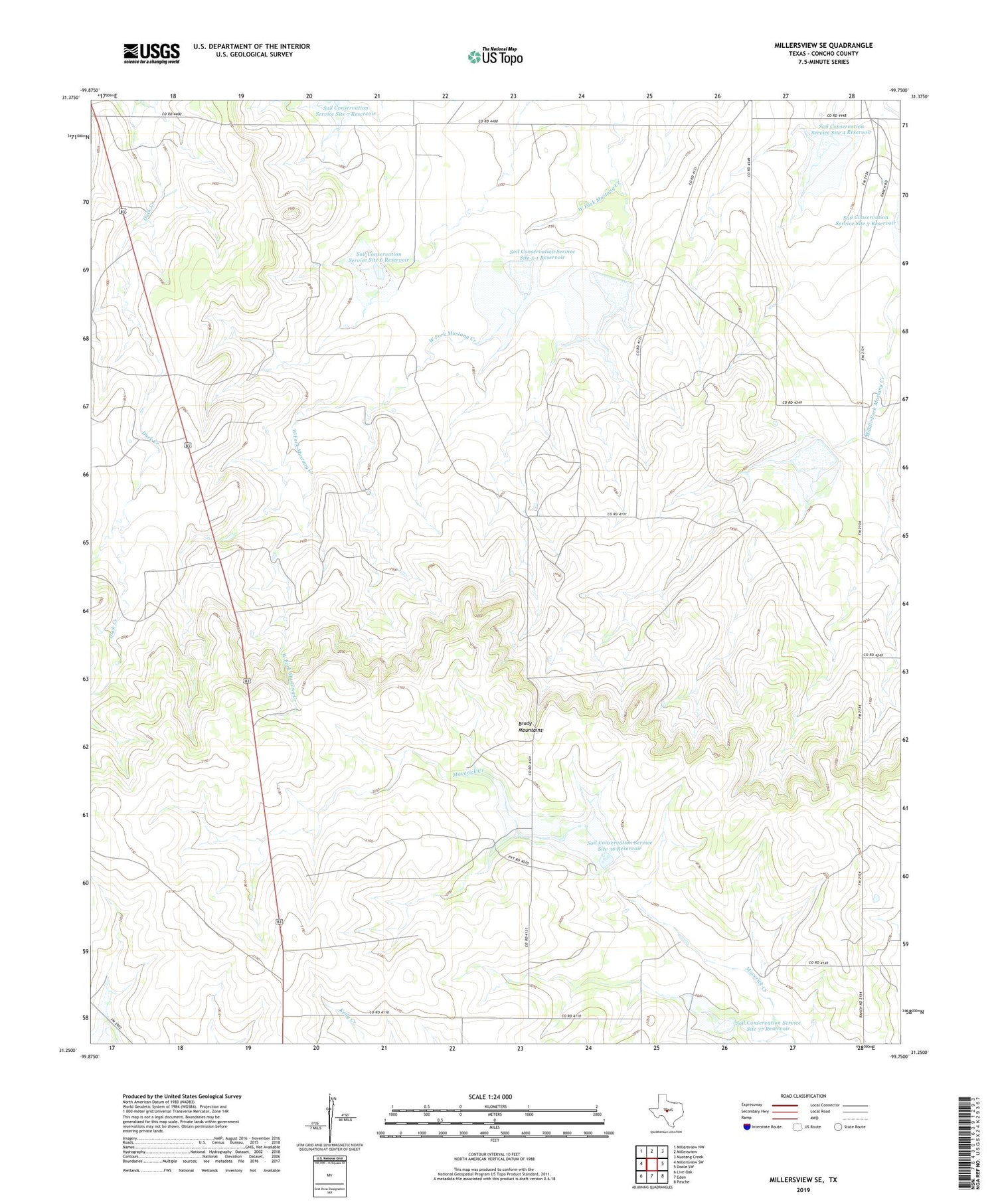 Millersview SE Texas US Topo Map Image