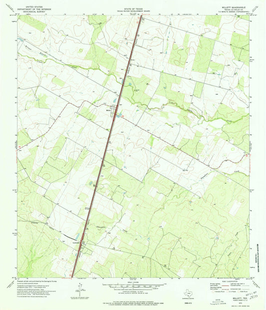 Classic USGS Millett Texas 7.5'x7.5' Topo Map Image