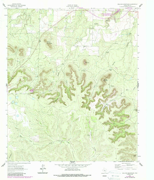 Classic USGS Millican Mountains Texas 7.5'x7.5' Topo Map Image