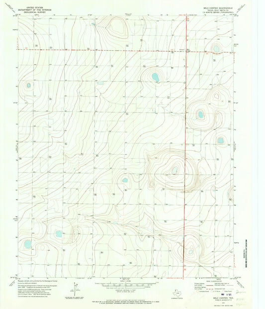Classic USGS Milo Center Texas 7.5'x7.5' Topo Map Image