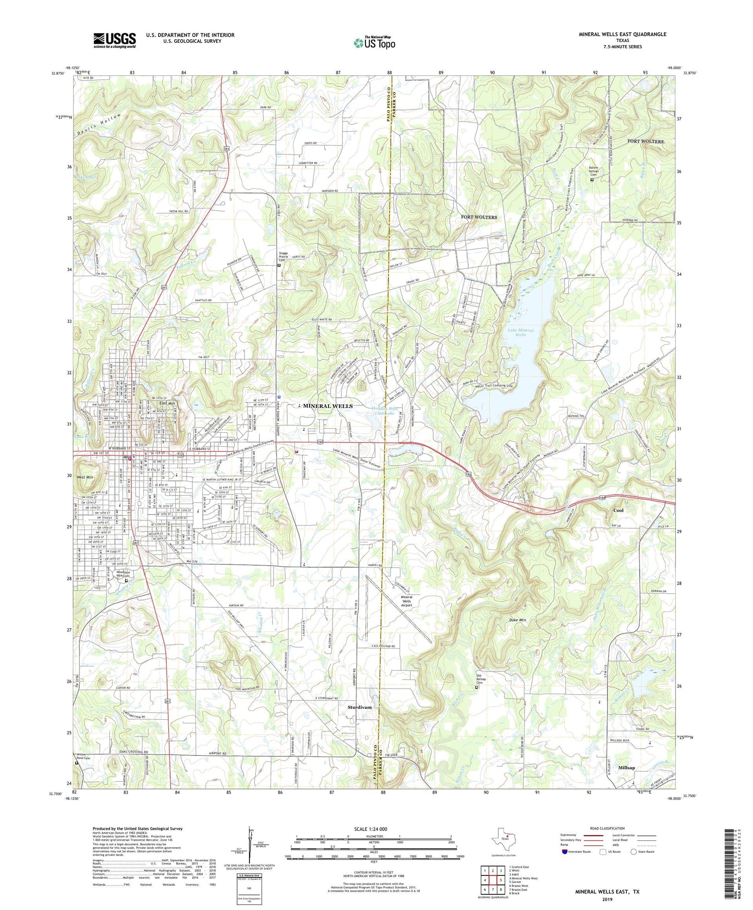 Mineral Wells East Texas US Topo Map Image