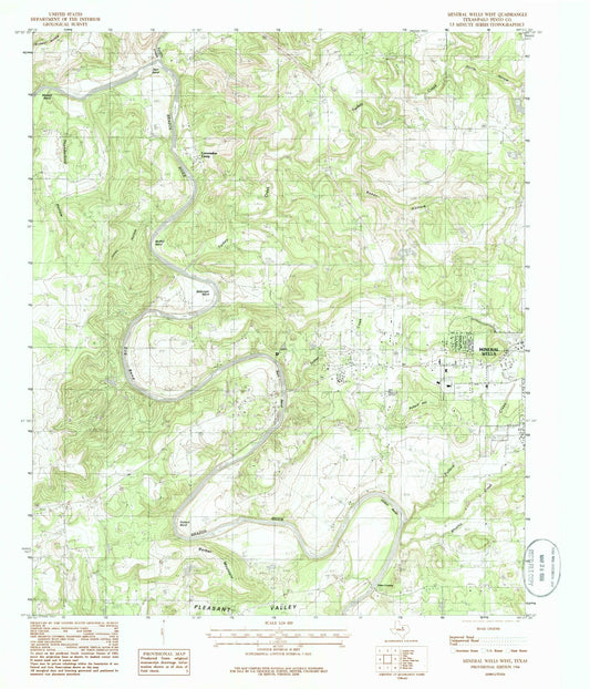 Classic USGS Mineral Wells West Texas 7.5'x7.5' Topo Map Image