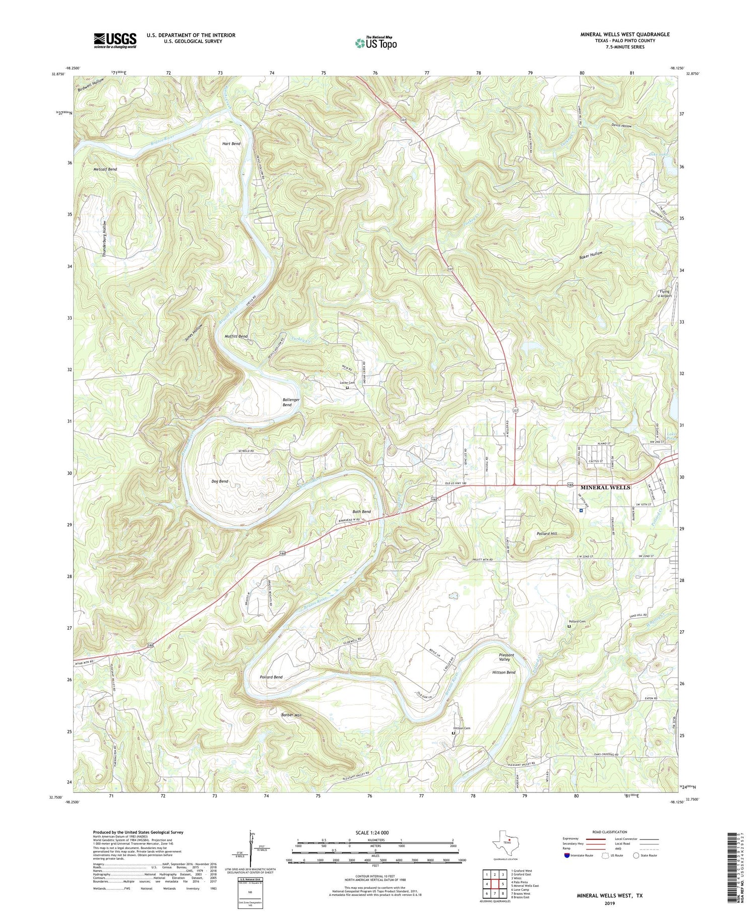 Mineral Wells West Texas US Topo Map Image
