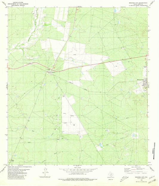 Classic USGS Mirando City Texas 7.5'x7.5' Topo Map Image