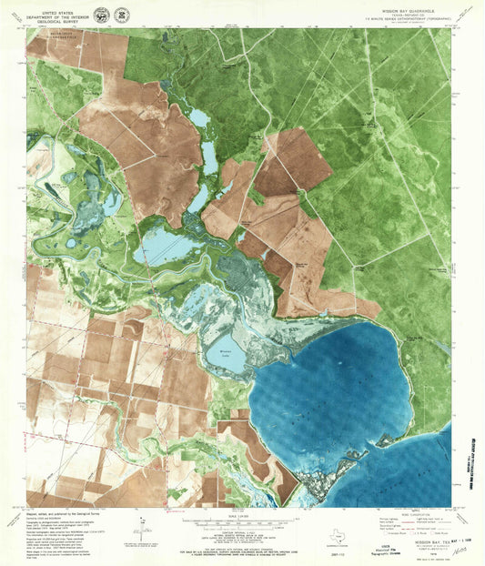 Classic USGS Mission Bay Texas 7.5'x7.5' Topo Map Image