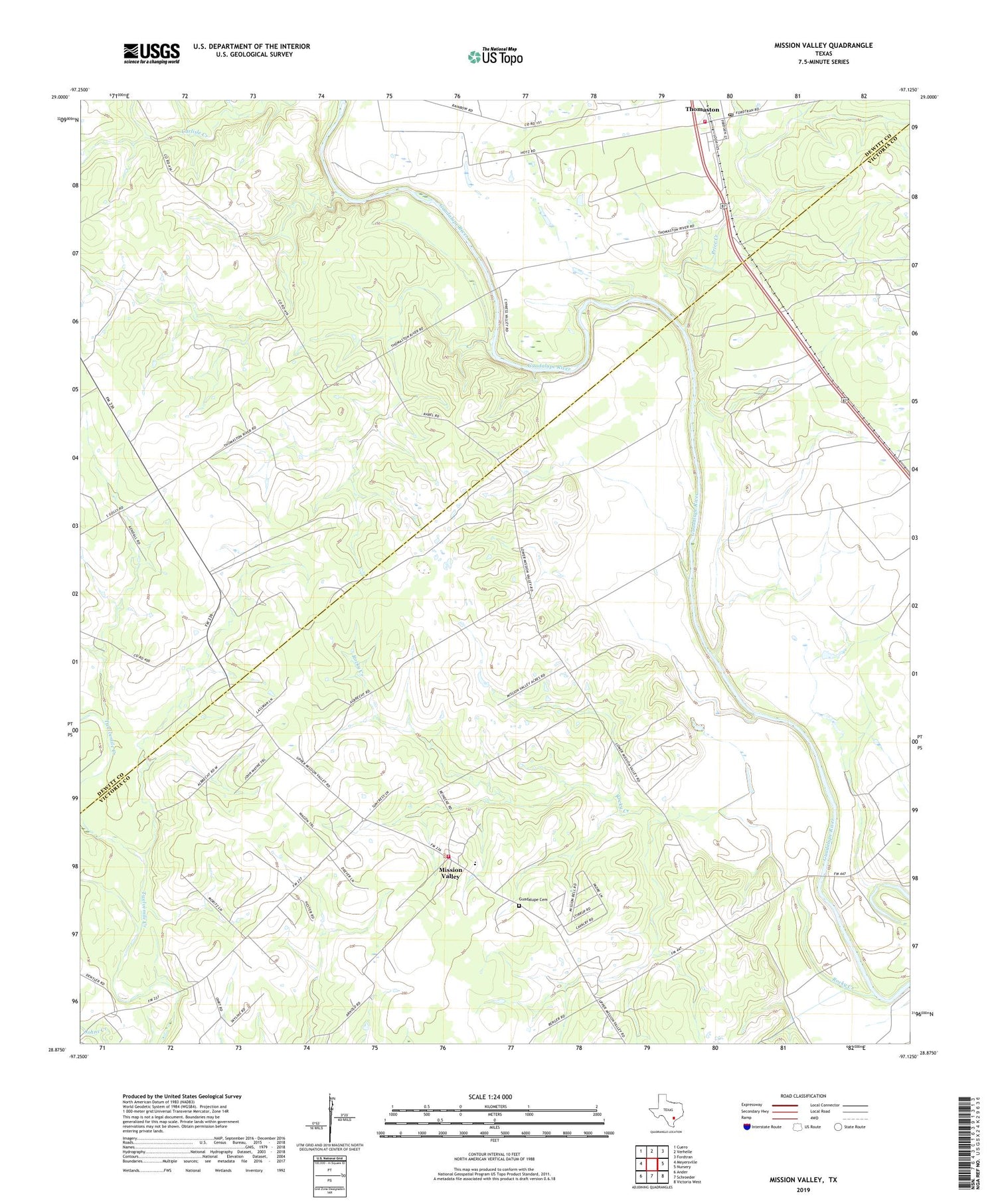Mission Valley Texas US Topo Map Image