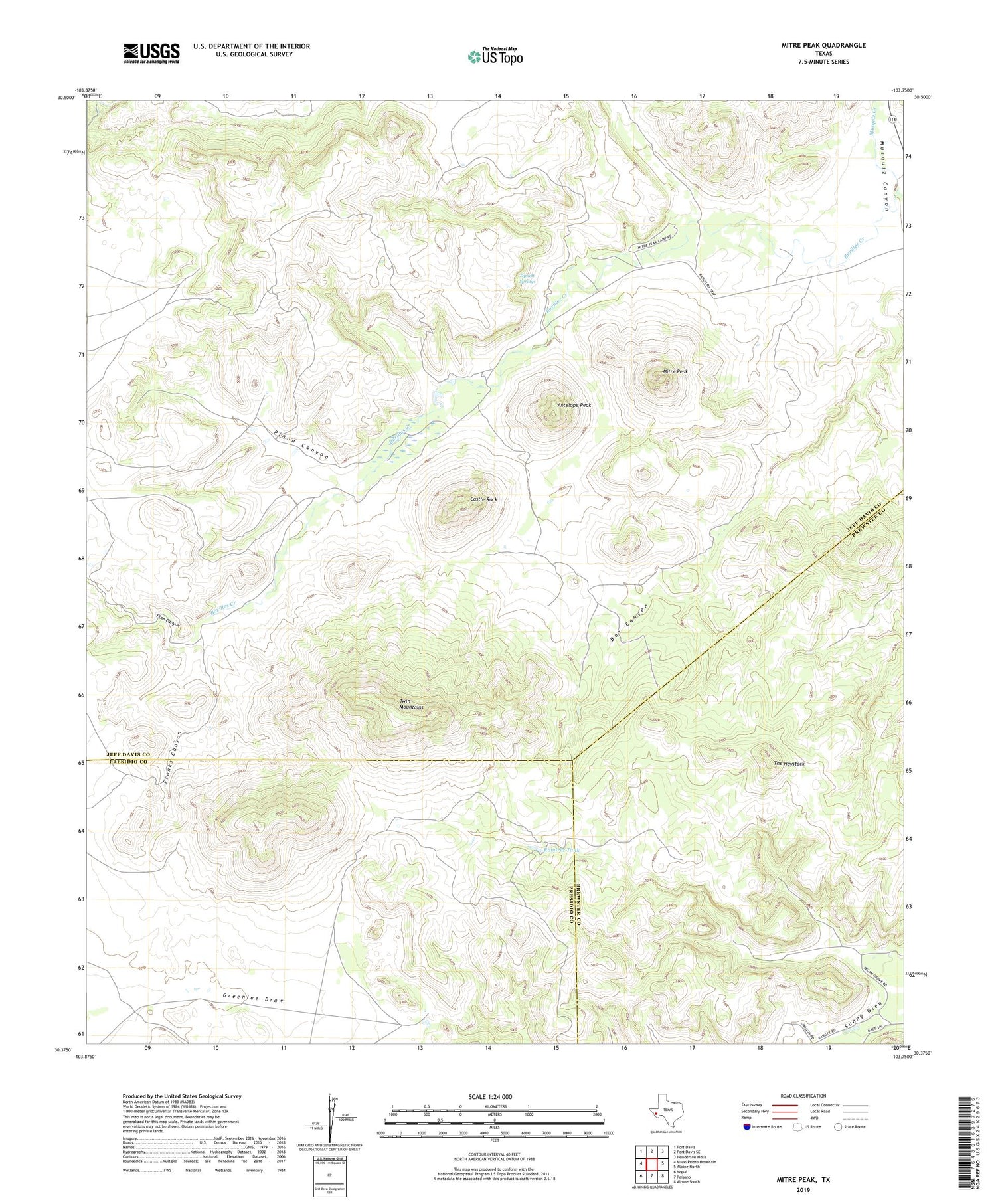 Mitre Peak Texas US Topo Map Image