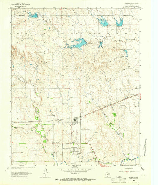 Classic USGS Mobeetie Texas 7.5'x7.5' Topo Map Image