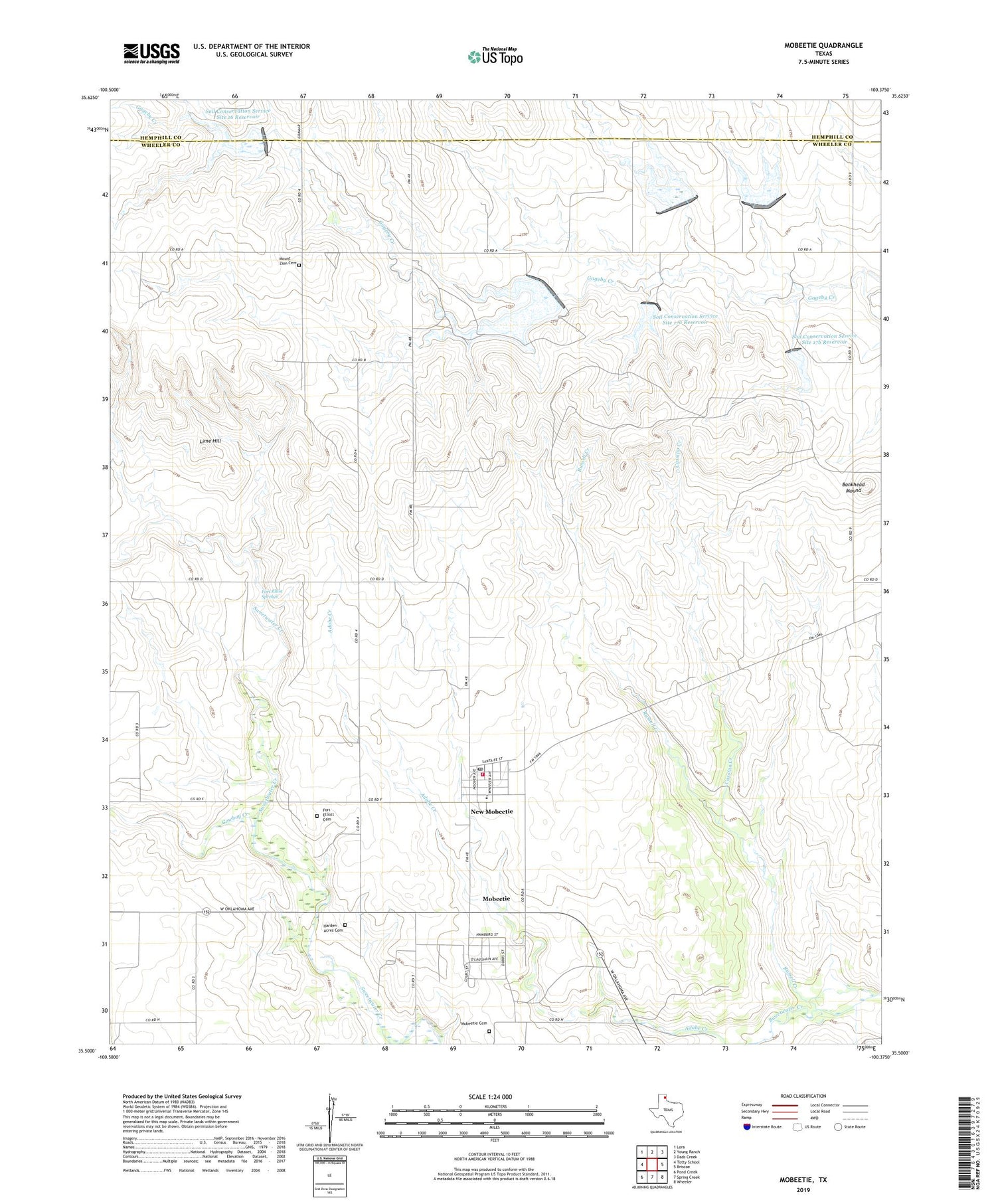 Mobeetie Texas US Topo Map Image