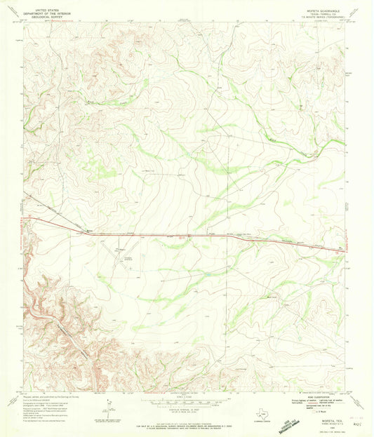 Classic USGS Mofeta Texas 7.5'x7.5' Topo Map Image