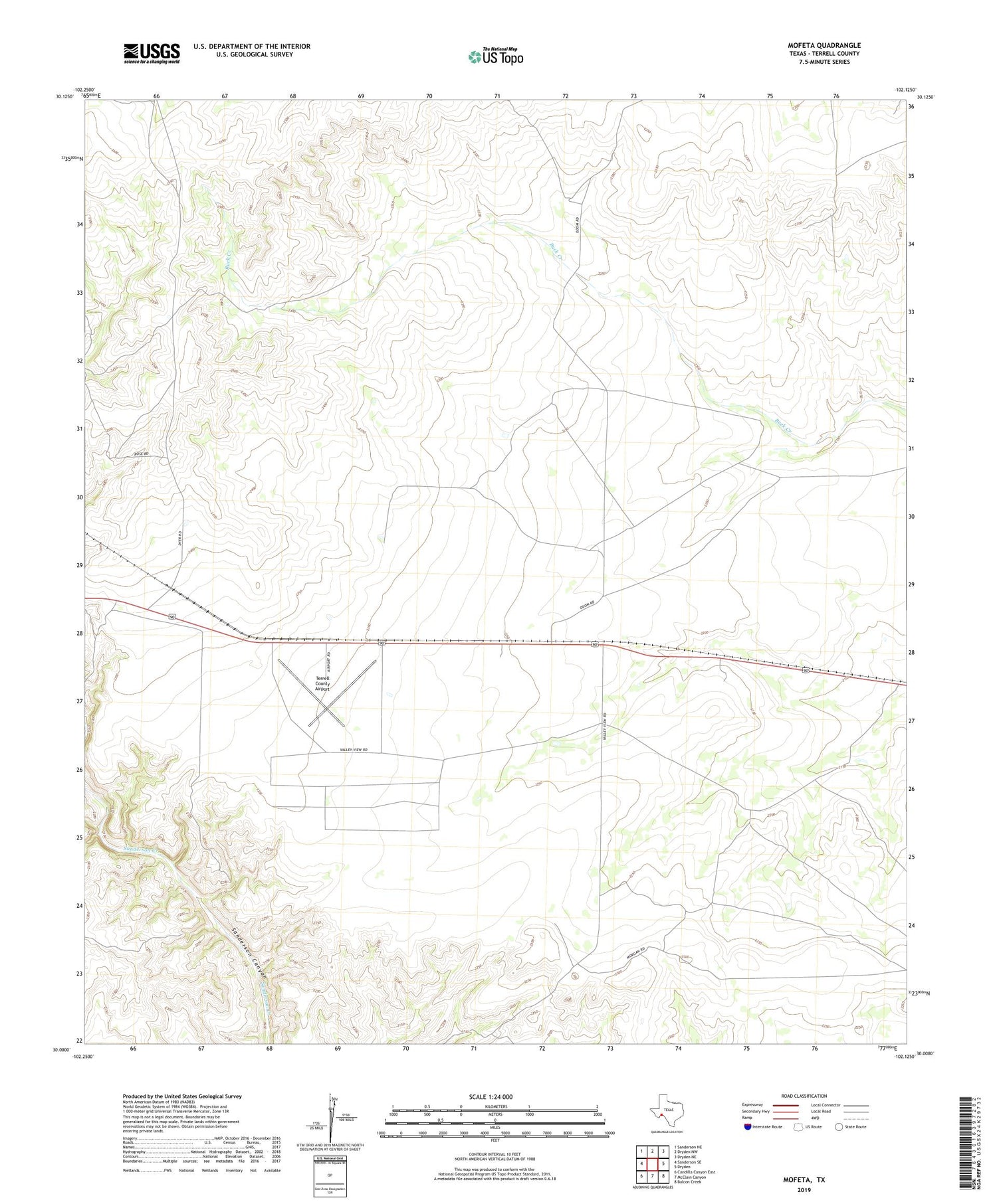 Mofeta Texas US Topo Map Image