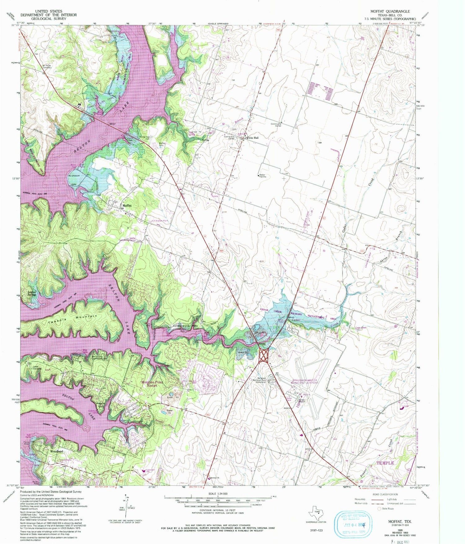 Classic USGS Moffat Texas 7.5'x7.5' Topo Map Image