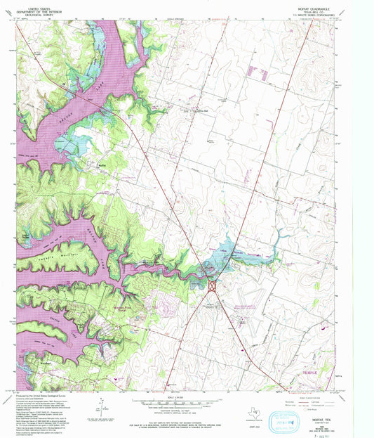 Classic USGS Moffat Texas 7.5'x7.5' Topo Map Image