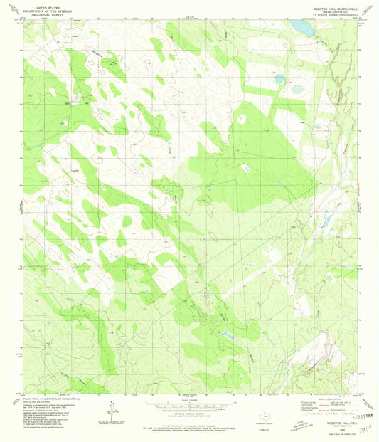 Classic USGS Mogotes Hill Texas 7.5'x7.5' Topo Map Image