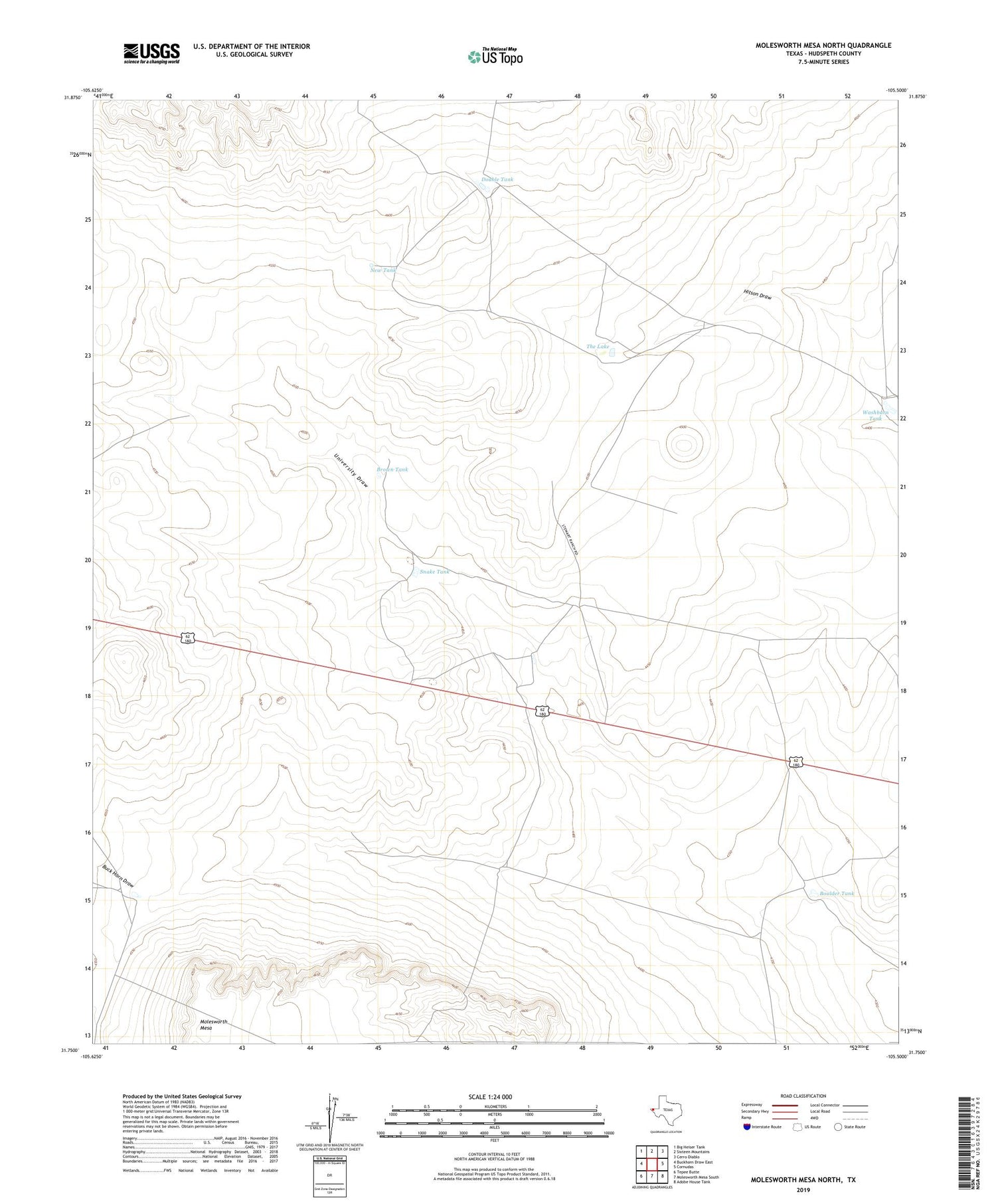 Molesworth Mesa North Texas US Topo Map Image