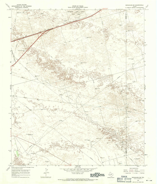 Classic USGS Monahans SE Texas 7.5'x7.5' Topo Map Image