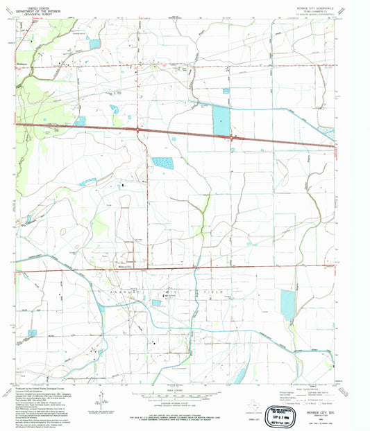 Classic USGS Monroe City Texas 7.5'x7.5' Topo Map Image